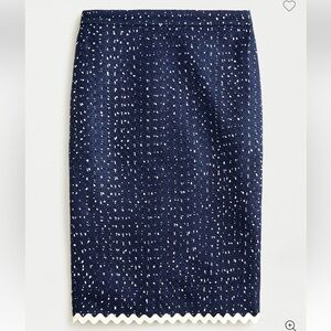 J.Crew No. 2 Pencil Navy Spotted Tweed Skirt Sz. 6